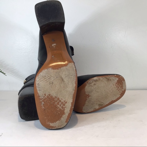 TORY BURCH BLOSSOM CALF LEATHER ANKLE BOOTIES BLK SZ 7.5 - Picture 15 of 16